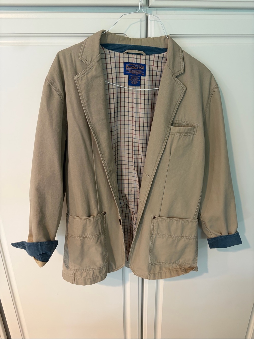 Pendleton RN29685 Men’s Blazer Coat Jacket Cotton Size Medium Beige Khaki